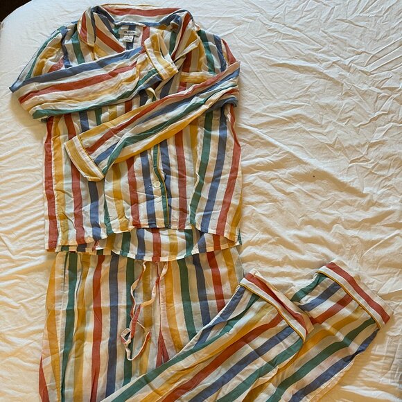 Madewell Multi Cotton Stripe Button Down Pajamas - Picture 1 of 3